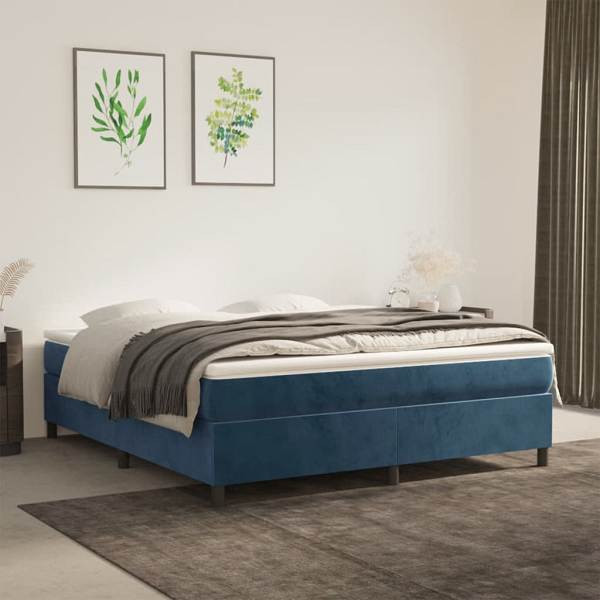 vidaXL Bettgestell Dunkelblau 160x200 cm Samt, Polyester, 3121130