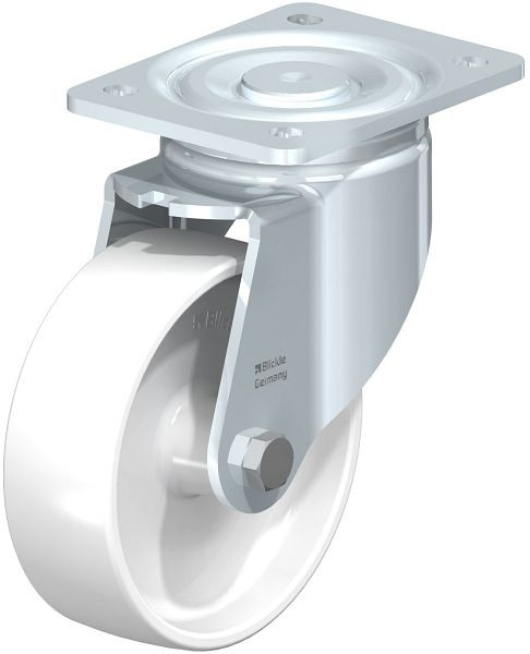 Blickle LH-PO 150G Stahlblech-Lenkrolle, Schwerlast-Ausführung, mit Anschraubplatte, Polyamid, Weiß, 6213