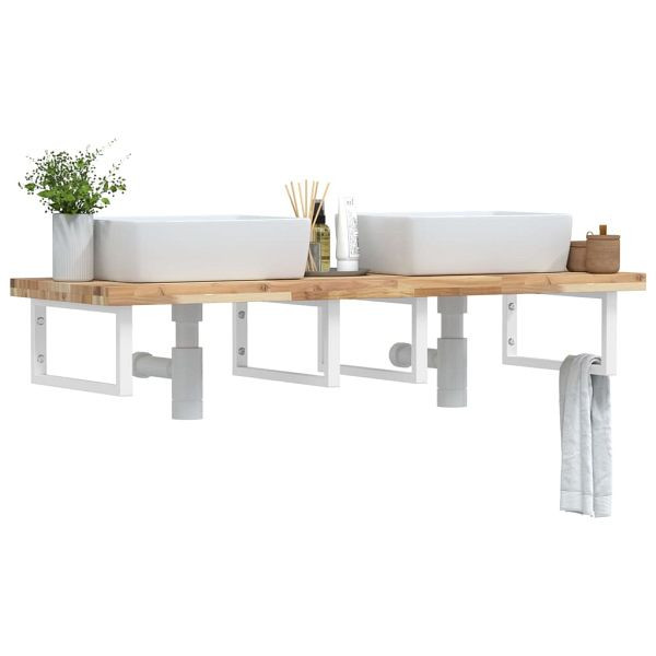 vidaXL Waschbeckenregal Wandmontage Stahl und Akazienholz, 3302820