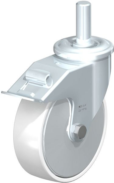 Blickle LEZ-PO 160G-22-FI-FA Stahlblech-Lenkrolle mit Zapfen & Feststeller, Polyamid, Weiß, 709634