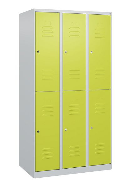 C+P Doppelstöckiger Spind Classic PLUS, 3 Abteile, 1700x900x500mm, 7035/0024, Zylinderschlösser, 0803007-30 S10022