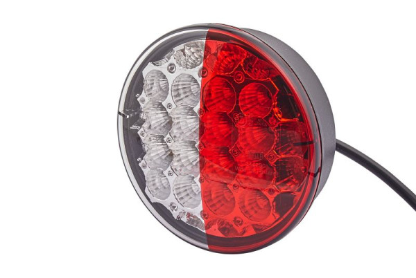 HELLA Heckleuchte - LED - 24/12V - Einbau/geschraubt - Lichtscheibenfarbe: rot/weiß/rot - Kabel: 500mm - offene Kabelenden - links/rechts, 2SD 344 200-311