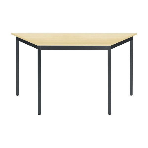 Bisley Mehrzwecktisch, Trapezförmig, Breite 1200 mm, Tiefe 600 mm, 25mm Tischstärke, 333 schwarz x MP ahorn, MTC25T1206MP333