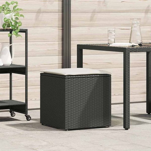 vidaXL Kissenbox mit Speicher Schwarz 50 x 50 x 50 cm Poly-Rattan, 365408