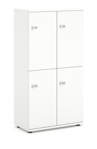Deskin Schließfachschrank OFFICE-LINE, 8 Fächer, 4 Türen, Korpus und Türen Dekor Weiß, H 1530 x B 800 x T 420 mm, Zylinderschlösser, 353022