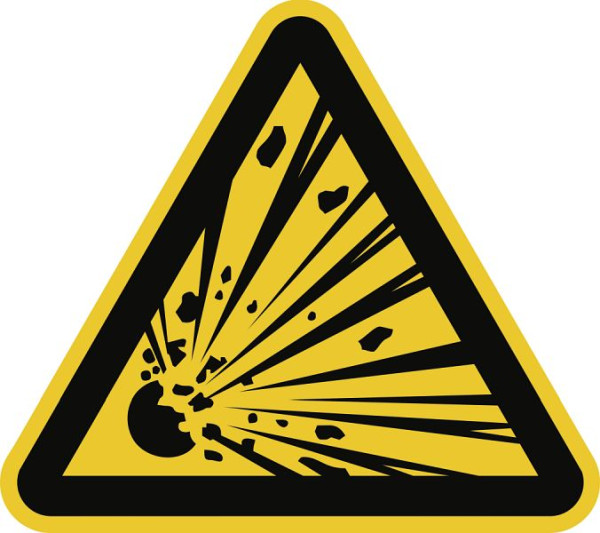 Moedel Warnung vor explosionsgefährlichen Stoffen ISO 7010, Folie, 50 mm Seitenlänge, VE: 6 Stück/Bogen, 59149