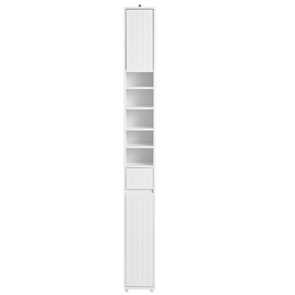 SoBuy Badezimmerhochschrank mit einer Schublade Weiß 20x20x180 cm, Minimalistisch, BZR160-W