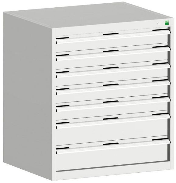 bott cubio Schubladenschrank bestückt mit 7 Schwerlastschubladen BxTxH: 800 x 750 x 900 mm, RAL 7035, 40028109.16V
