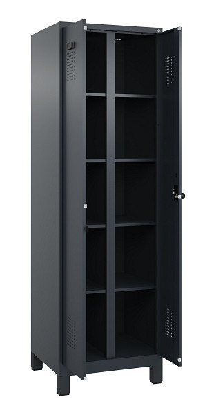 C+P Wäsche-Spind Evolo PLUS, mit Füßen, 2 Abteile, 1950x600x500mm, 7016/7016, Verschluss Drehriegel, 049012-20B S10016