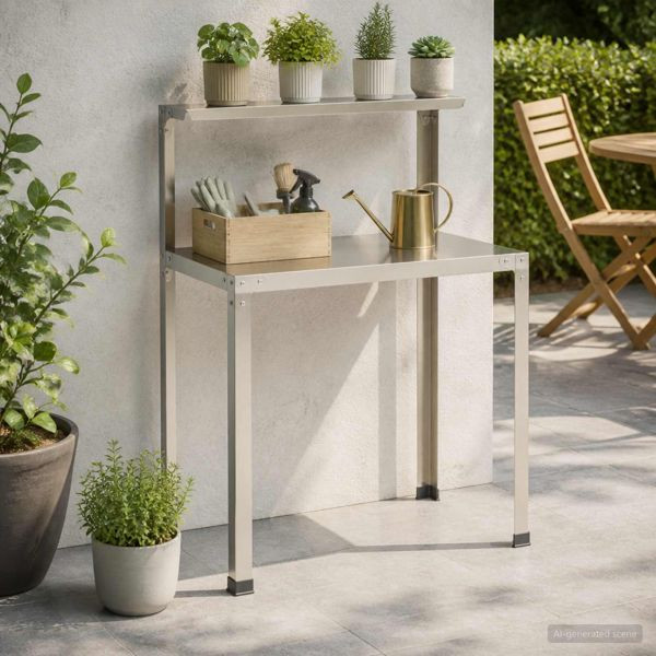 vidaXL Pflanztisch 60 x 50 x 104 cm Edelstahl Silber, 8014915