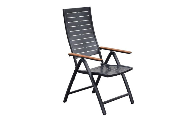 Merxx Tinos Klappsessel, Rückenlehne 5-fach verstellbar, Armlehnen aus Akazienholz, Aluminium mit FSC Akazienholz, 21621-217