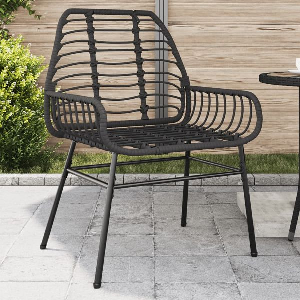 vidaXL Gartenstühle 2 Stück Schwarz Poly Rattan, Top-Qualität, 369091