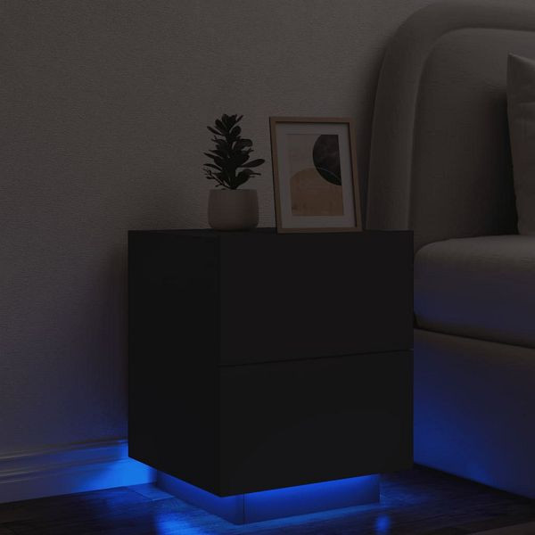 vidaXL Nachttisch mit LED-Leuchten Schwarz Holzwerkstoff, 836737