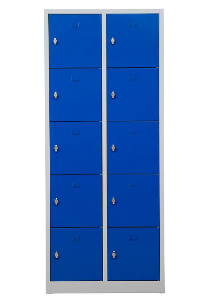 Gürkan Schließfächer, 45 x 80 x 190 cm, Lichtgrau, Enzianblau, Vorhangschloss, SHC.10, 106958