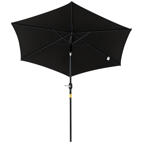 Outsunny Knickschirm Sonnenschirm Gartenschirm Marktschirm mit Handkurbel Alu 180/㎡ Polyester Stahl Schwarz Ø2,6 x 2,35 m, 84D-032BK