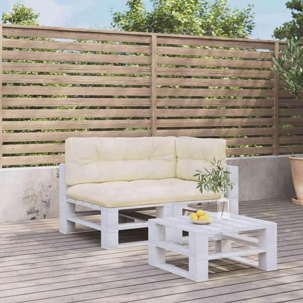 vidaXL Palettenkissen 3-tlg. Creme Stoff, Polyester, 3217125