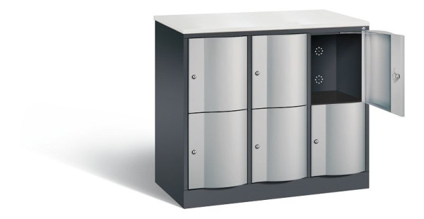 C+P Schließfachschrank Resisto, H1077xB1148xT540mm, Farbe: Schwarzgrau / Weißaluminium, 8472-372 S10141