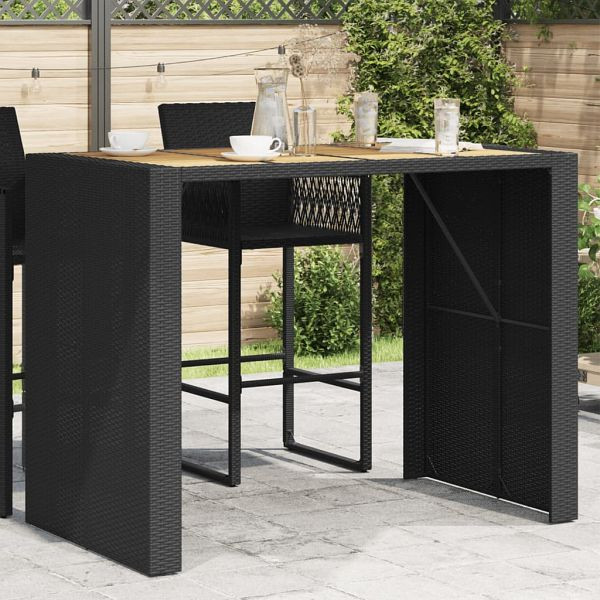 vidaXL Gartentisch mit Holzplatte Schwarz 145x80x110 cm Poly Rattan, 368698