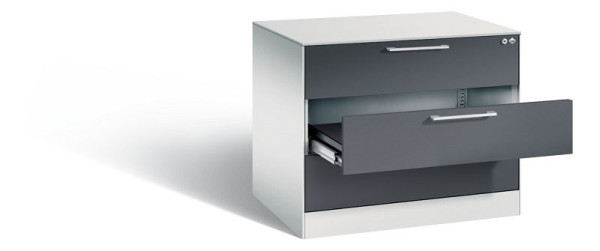 C+P Karteischrank Asisto, H710xB800xT600mm, Farbe: Lichtgrau / Schwarzgrau, Bügelgriff, 146273-323 S10124