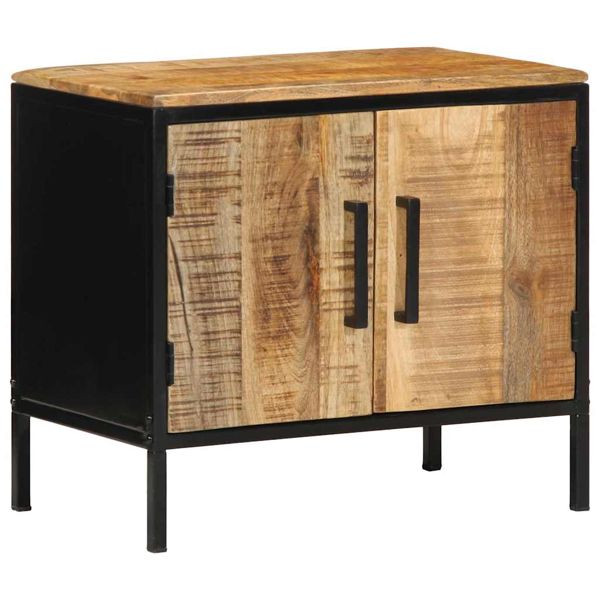 vidaXL Nachttisch Braun und Schwarz 50 x 30 x 45 cm massives Mangoholz, 4019641