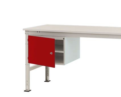 Manuflex Gehäuse-Unterbau UNIVERSAL Stationär, Nutzhöhe 300 mm mit 1 Tür links angeschlagen, für Tischtiefe 800 mm, Rubinrot, ZB4713.3003
