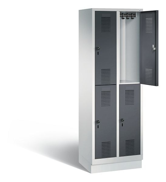 C+P Spind doppelstöckig Evolo, H1800xB610xT500mm, Farbe: Lichtgrau / Schwarzgrau, 48320-20 S10277