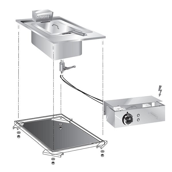 Gastro-Inox drop-in Fritteuse 10 Liter 9kW, 40cm mit Anschlusskasten, 160.518