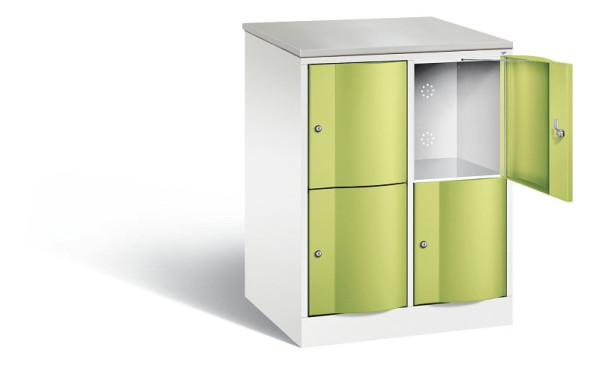 C+P XL-Schließfachschrank Resisto, H1077xB772xT640mm, Farbe: Verkehrsweiß / Viridingrün, 8472-273 S10071