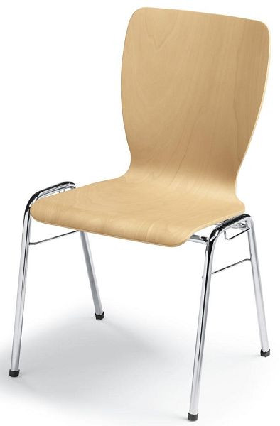 Deskin Besucherstuhl JARA inkl. Reihenverbinder, 4-Fuß Gestell verchromt, Formschale, Buchenschichtholz, 155959