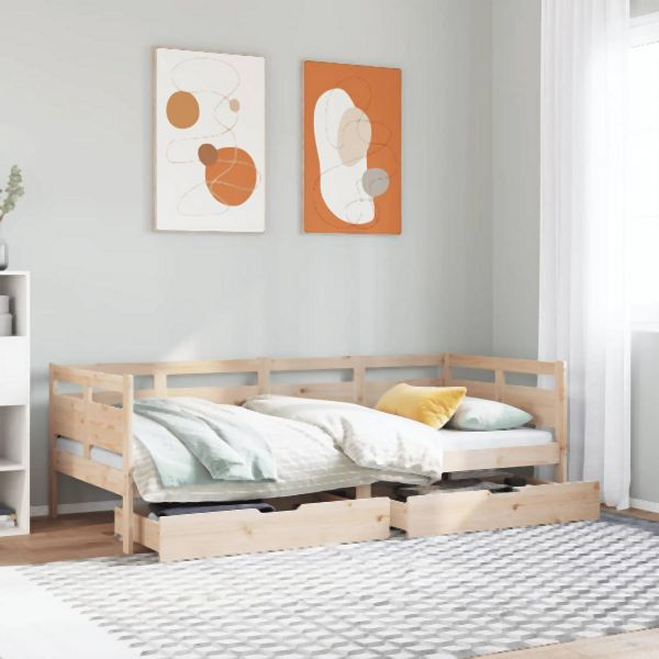 vidaXL Tagesbett mit Schubladen 90x190 cm Massivholz Kiefer, 3302142