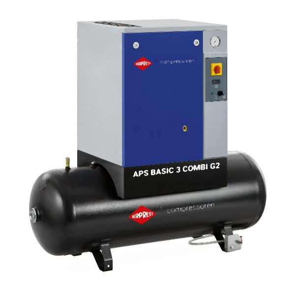 Airpress Schraubenkompressor 10 bar 200L 3 PS/2.2 kW 294 l/min (APS 3 Basic Combi G2), 362903