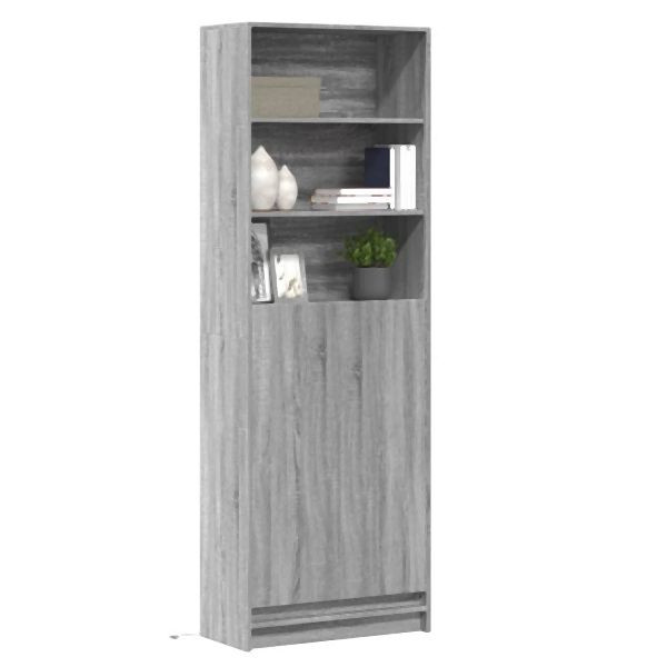 vidaXL Highboard mit LED-Beleuchtung Grau Sonoma 69x32,5x200 cm, 3307910