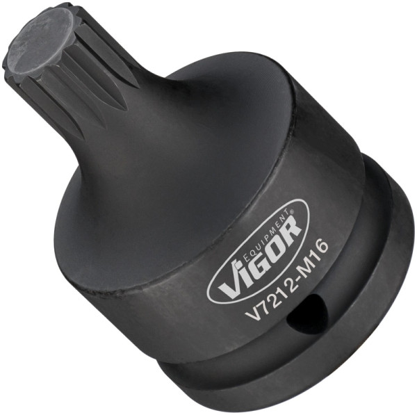 VIGOR Schlagschrauber Schraubendreher-Einsatz, Vierkant hohl 20 mm (3/4 Zoll), Innen Vielzahn Profil XZN, M16, V7212-M16