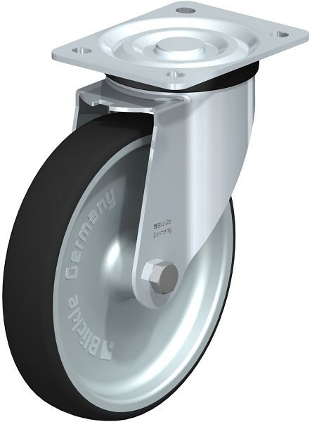 Blickle L-PATH 200G Stahlblech-Lenkrolle, mittelschwere Ausführung, mit Anschraubplatte, Thermoplastisches Polyurethan, Grau, 847022