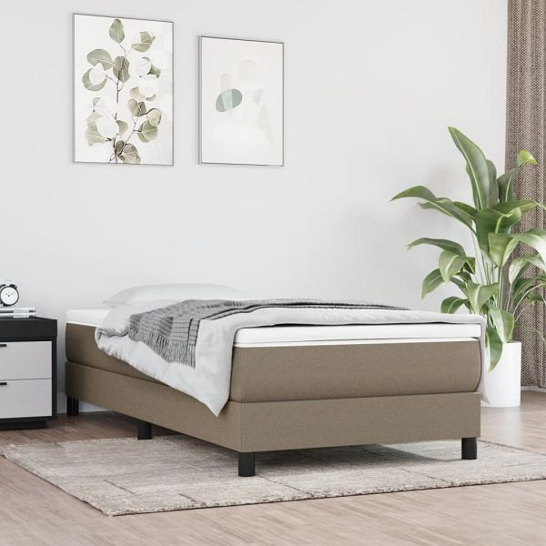 vidaXL Boxspringbett mit Matratze Taupe 90x200 cm Stoff, 3144049