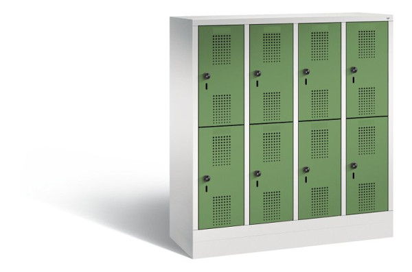 C+P Kindergarten-Spind Evolo, 8 Fächer, H1300xB1190xT300 mm, Grau/Resedagrün, 483203-40 S10091