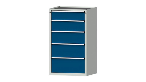 ANKE Werkbänke Schubladenschrank, Modell 4007 V, 760 x 675 x 1280 mm, RAL 7035/5010, Wanne, 611.112