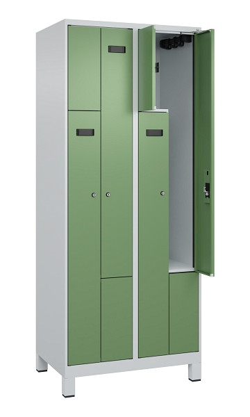 C+P Z-Spind Evolo PLUS, Füße, 4 Fächer, 1950x800x500mm, 7035/6011, Zylinderschloss, 049013-224 S10038