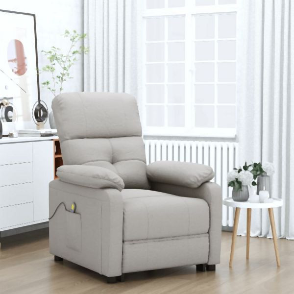 vidaXL Massagesessel Taupe Stoff, bequem, Zurücklehnen, 348295