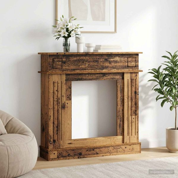 vidaXL Kaminumrandung Altholz 102 x 26 x 100 cm Holzwerkstoff, 8006649