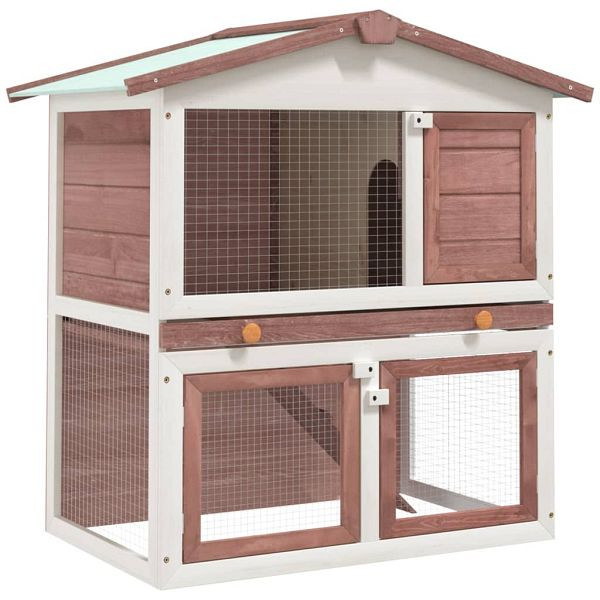 vidaXL Kaninchenstall 3 Türen Braun Holz, 170838