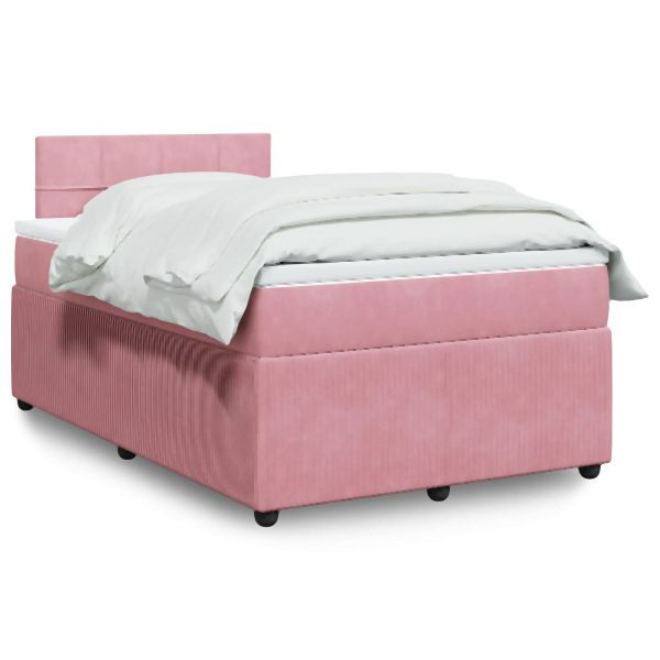 vidaXL Boxspringbett mit Matratze Rosa 120x190 cm Samt, 3289991