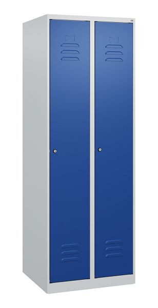 C+P Umkleidespind Classic PLUS, 2 Abteile, 1700x600x500mm, 7035/5010, Zylinderschlösser, 0800007-20 S10014