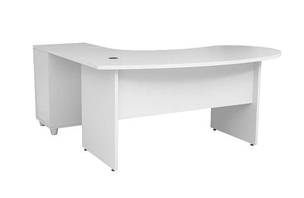 Mades Winkelschreibtisch "Gela", Holzfuß, grau Dekor, 180 cm x 120 cm x 74 cm, inkl. Beistellcontainer, rechts gewinkelt, MAGHF1016180GRR