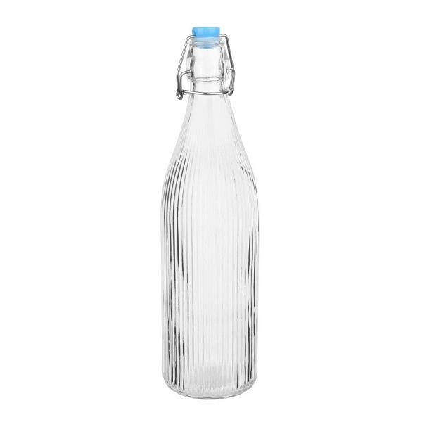 Olympia Glasflaschen mit Riffelung und Swing-Top 1Ltr, VE: 6 Stück, HW793