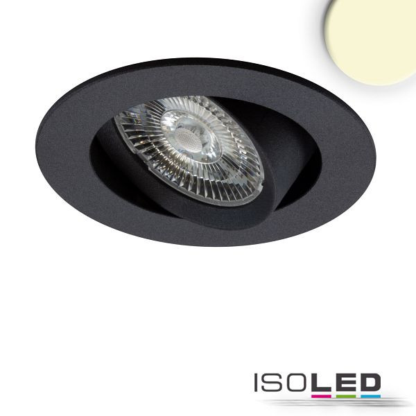ISOLED LED Einbauleuchte Slim68 MiniAMP schwarz, rund, 8W, 24V DC, warmweiß, dimmbar, 114889