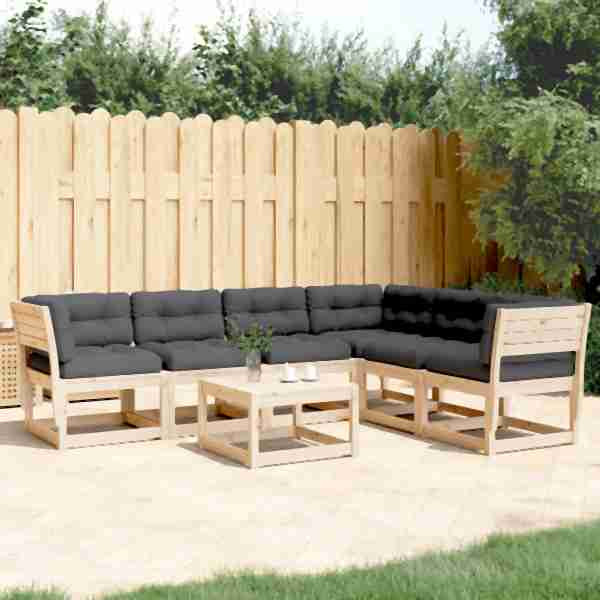 vidaXL 6-tlg. Garten-Sofagarnitur mit Kissen Massivholz Kiefer, 3217020