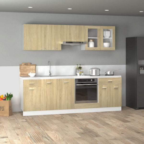 vidaXL 8-tlg. Küchenschrank-Set Sonoma-Eiche Holzwerkstoff, 3307656
