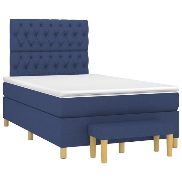 vidaXL Boxspringbett mit Matratze Blau 120x190 cm Stoff, 3270431