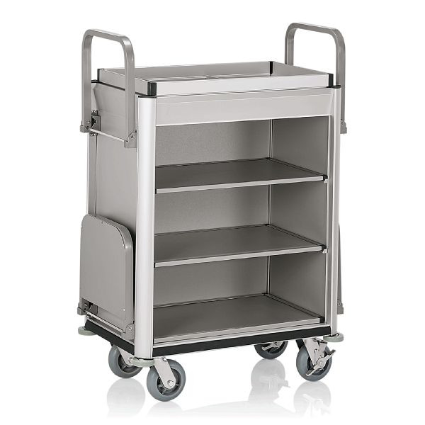 WAS Zimmerservicewagen Isabella, 2 Wäschesäcke, 150 x, 53 x 116 cm, Modell 2, helle Kantenprofile & Aluoptik, 4457002